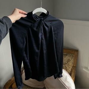 NWOT Banana Republic Dark Blue High Neck Blouse